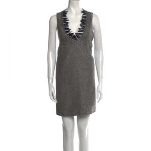 Anna Sui Gray Mini Dress with Unique Neckline